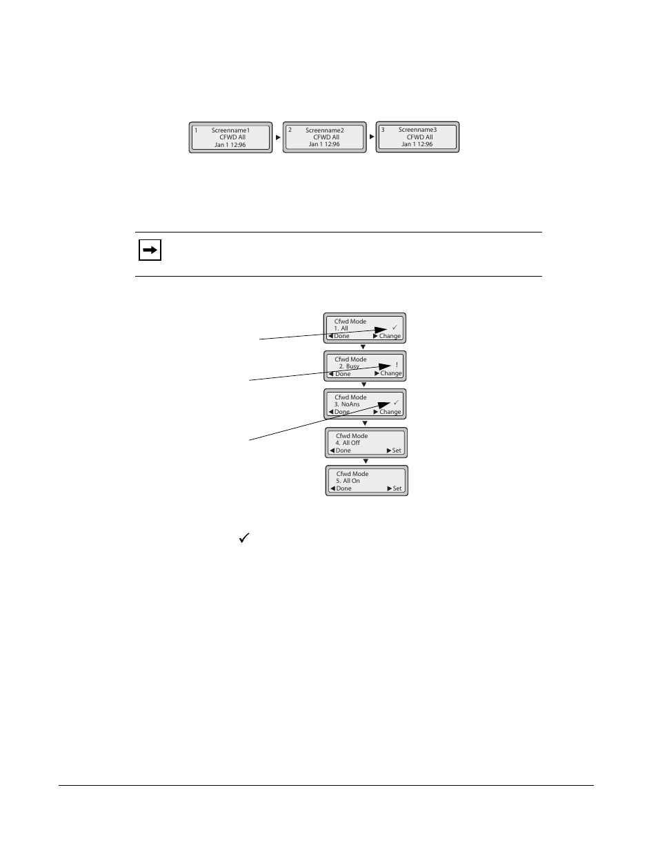 Cfwd in phone mode, Managing calls | AASTRA 6730i (Version 2.5 Text Keypad) User Guide EN User Manual | Page 152 / 214