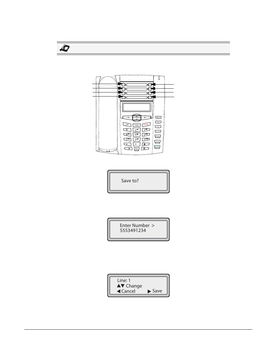Creating a speeddial key using the save key, Line keys and programmable keys | AASTRA 6730i (Version 2.5 Text Keypad) User Guide EN User Manual | Page 63 / 214