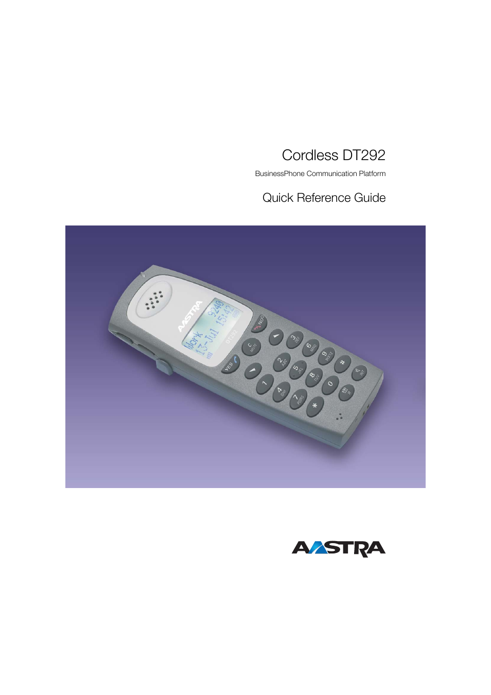 AASTRA DT292 for BusinessPhone Quick Reference Guide User Manual | 40 pages