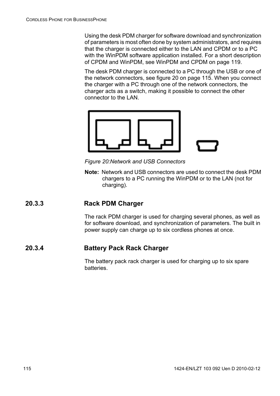 Figure 20: network and usb connectors, 3 rack pdm charger, 4 battery pack rack charger | AASTRA DT690 for BusinessPhone User Guide EN User Manual | Page 115 / 127