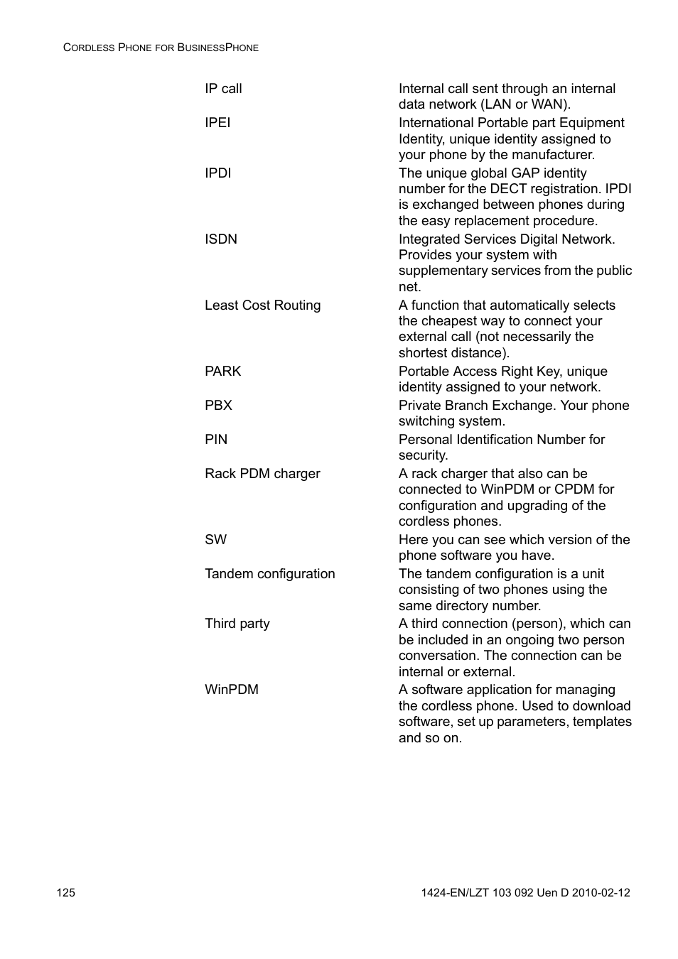 AASTRA DT690 for BusinessPhone User Guide EN User Manual | Page 125 / 127