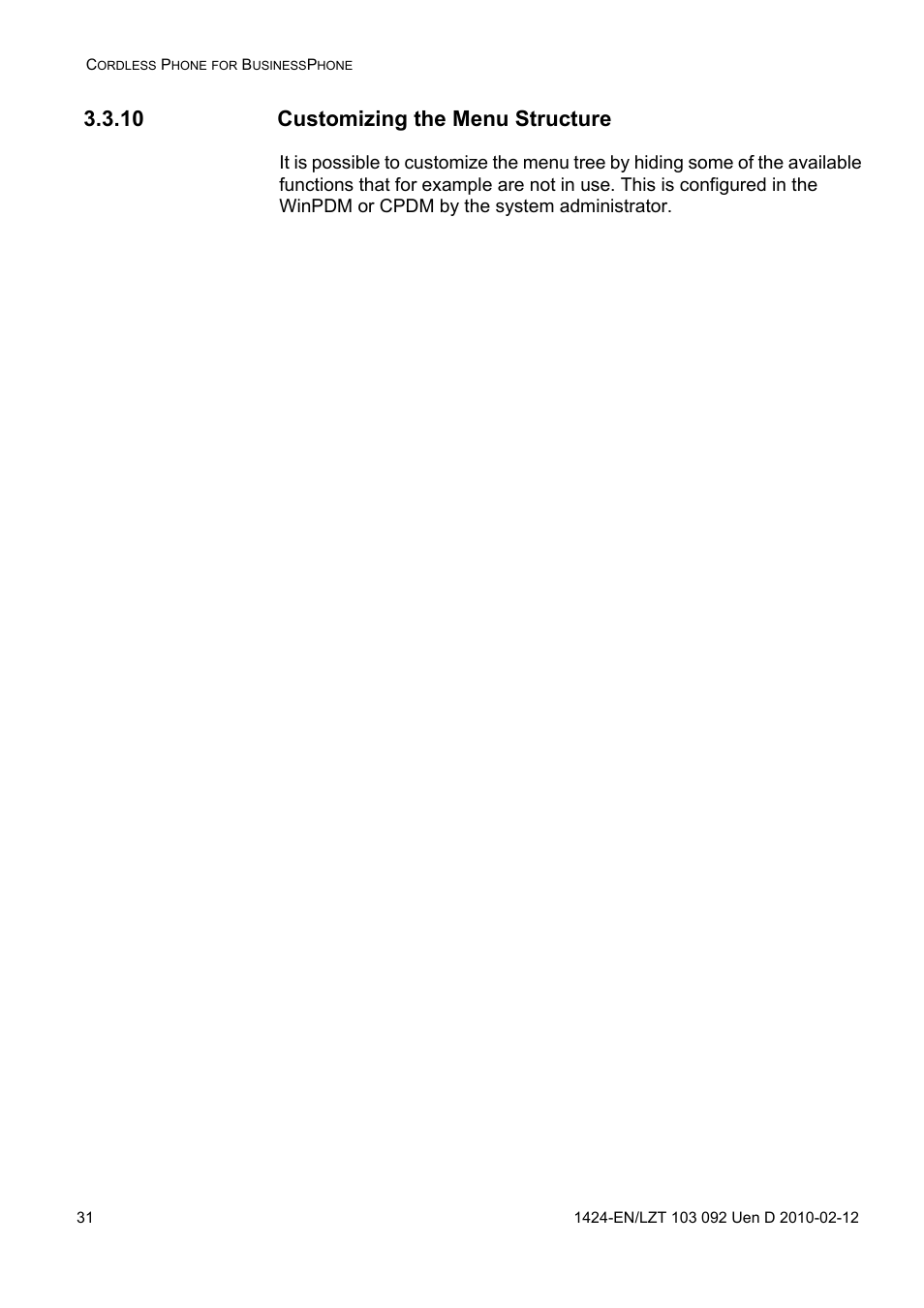 10 customizing the menu structure | AASTRA DT690 for BusinessPhone User Guide EN User Manual | Page 31 / 127