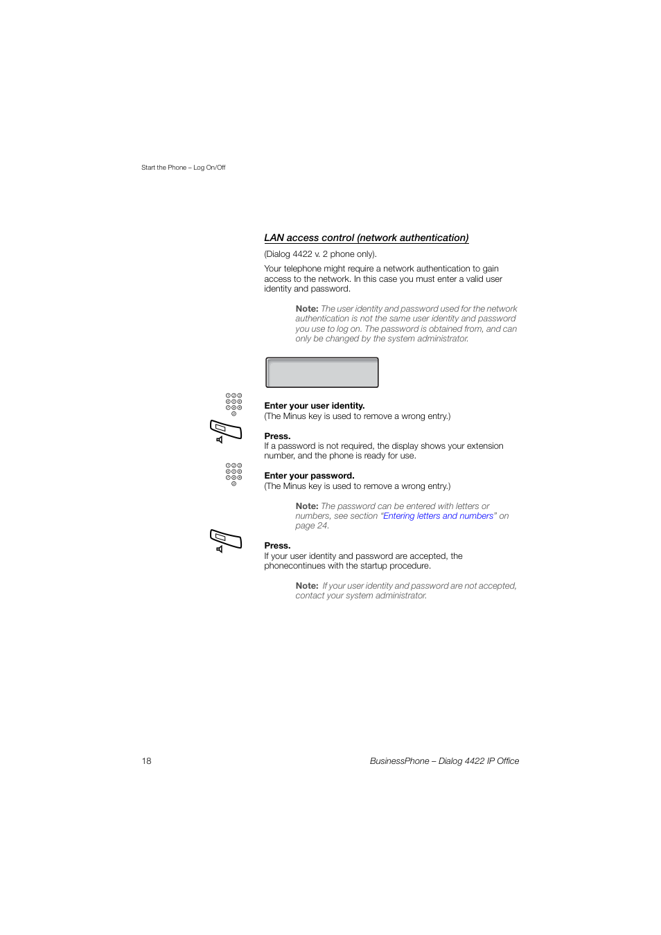 Lan access control (network authentication) | AASTRA 4422 IP Office for BusinessPhone User Guide User Manual | Page 18 / 124