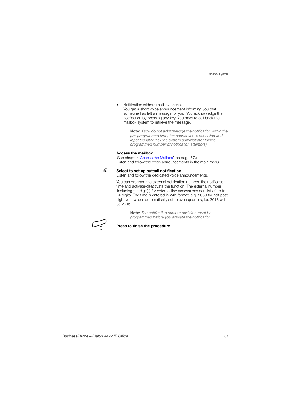 AASTRA 4422 IP Office for BusinessPhone User Guide User Manual | Page 61 / 124