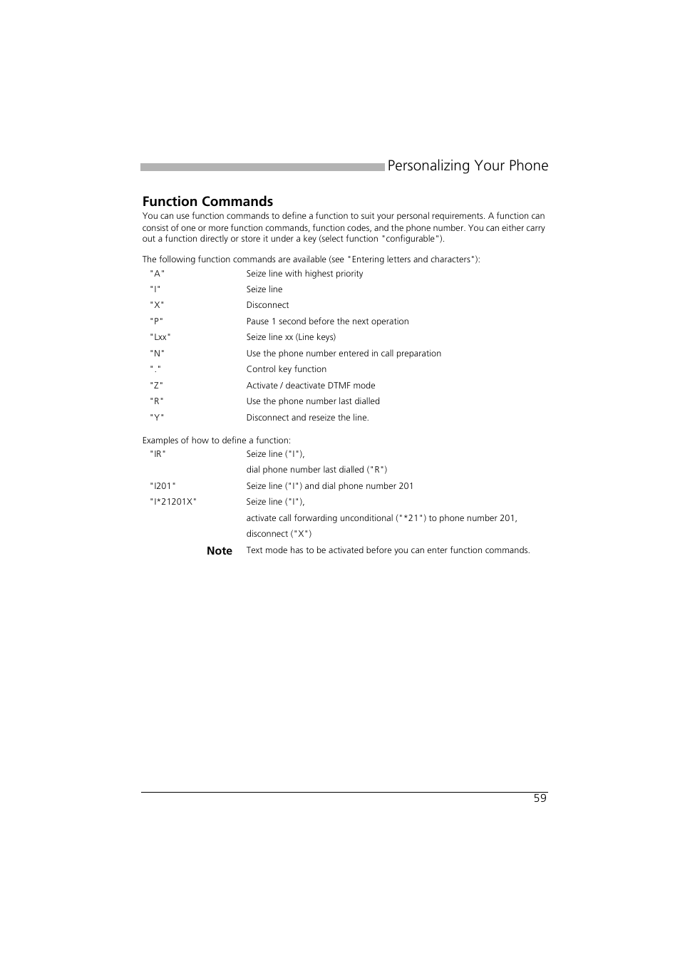 Function commands, Personalizing your phone | AASTRA Office 35IP User manual User Manual | Page 59 / 79