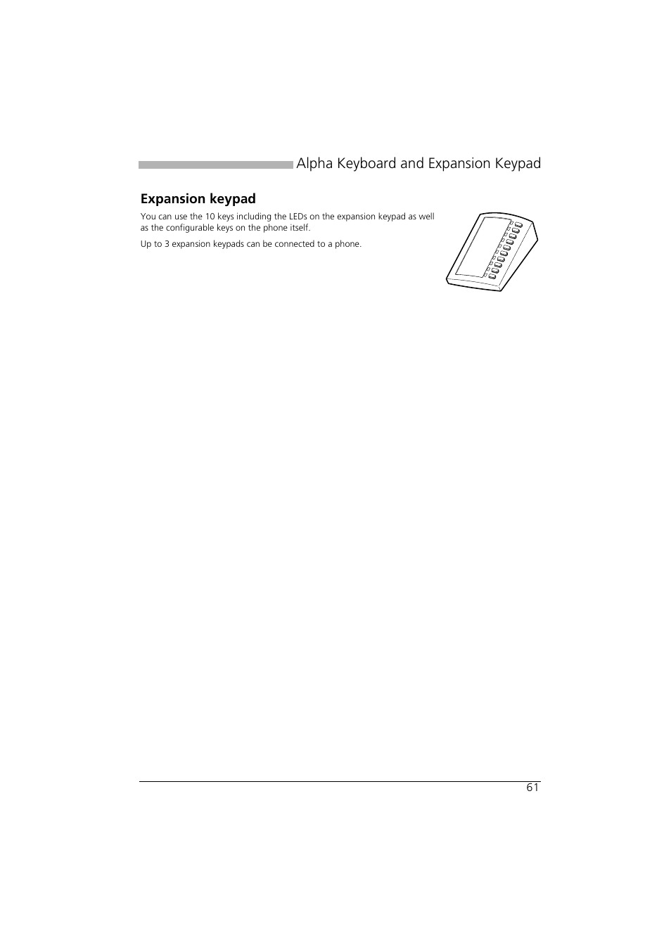 Expansion keypad, Alpha keyboard and expansion keypad | AASTRA Office 35IP User manual User Manual | Page 61 / 79