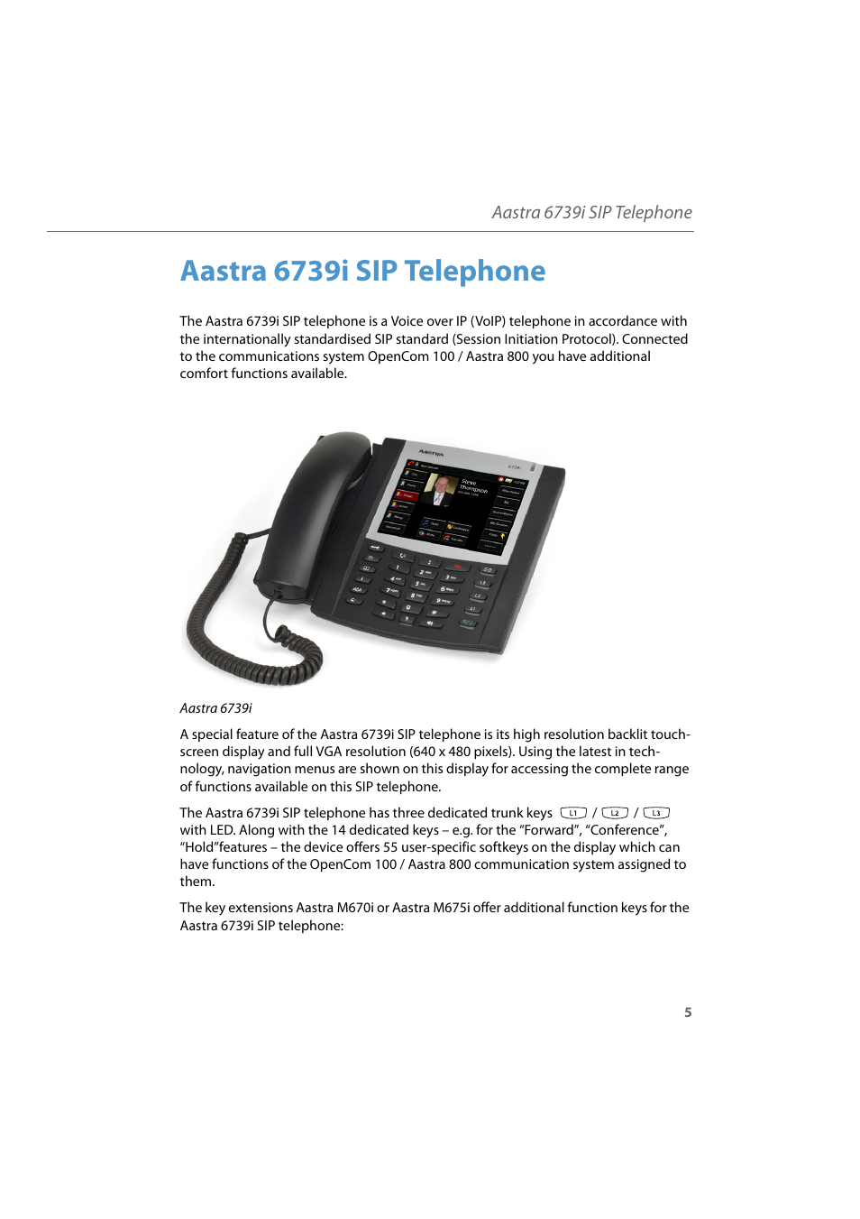 Aastra 6739i sip telephone | AASTRA 6739i for Aastra 800 and OpenCom 100 User Guide EN User Manual | Page 7 / 56
