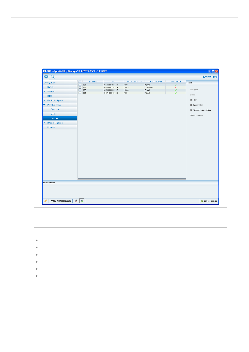 3 “devices” menu, Devices” menu | AASTRA SIP-DECT (Release 3.0)- OM System Manual - Installation, Administration and Maintenance EN User Manual | Page 134 / 241