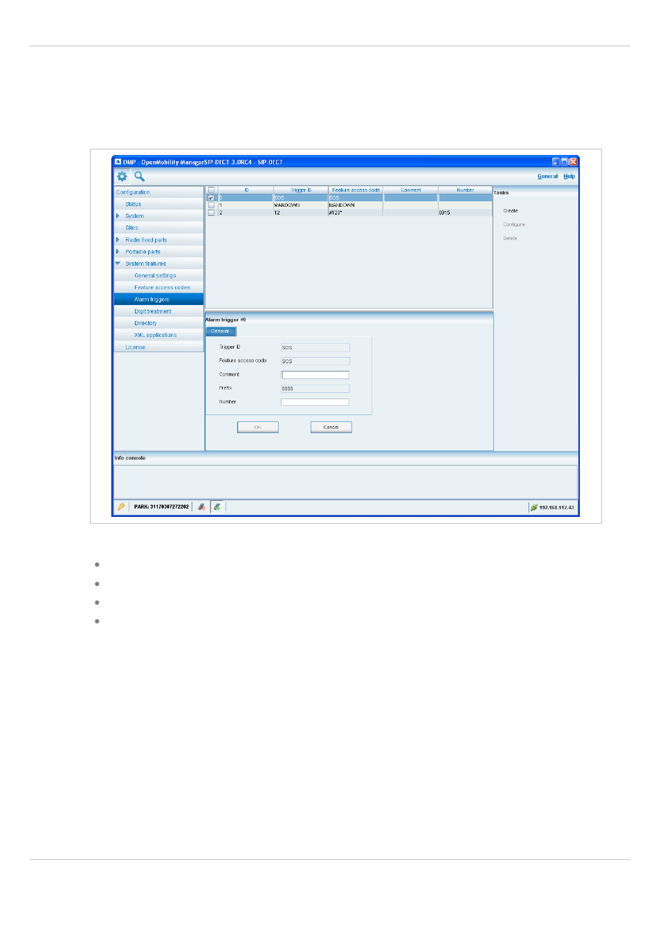 3 “alarm triggers” menu, Alarm triggers” menu | AASTRA SIP-DECT (Release 3.0)- OM System Manual - Installation, Administration and Maintenance EN User Manual | Page 145 / 241