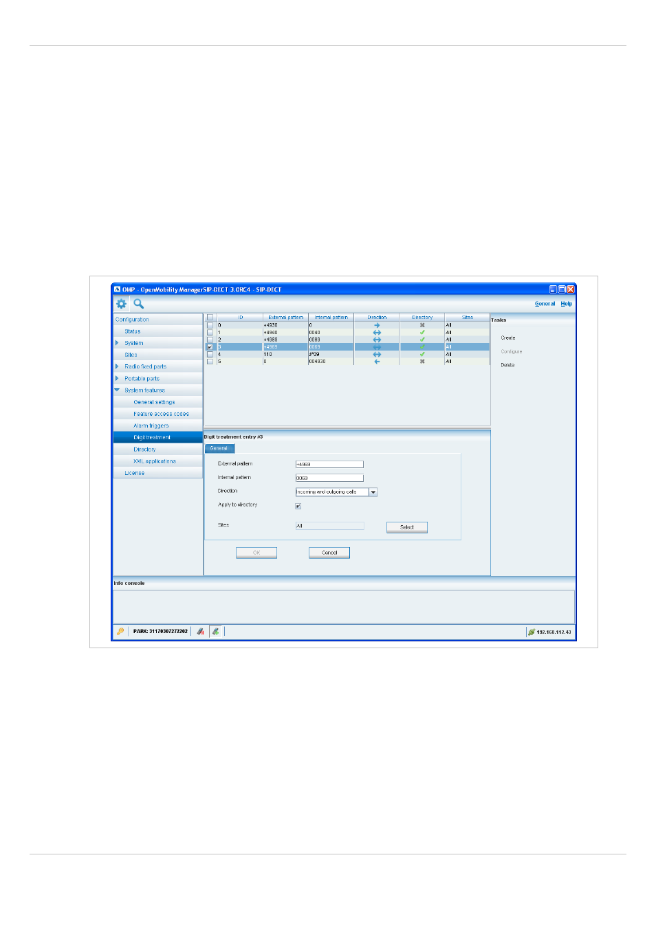 4 view “alarm trigger” details, 4 “digit treatment” menu, View “alarm trigger” details | Digit treatment” menu | AASTRA SIP-DECT (Release 3.0)- OM System Manual - Installation, Administration and Maintenance EN User Manual | Page 147 / 241