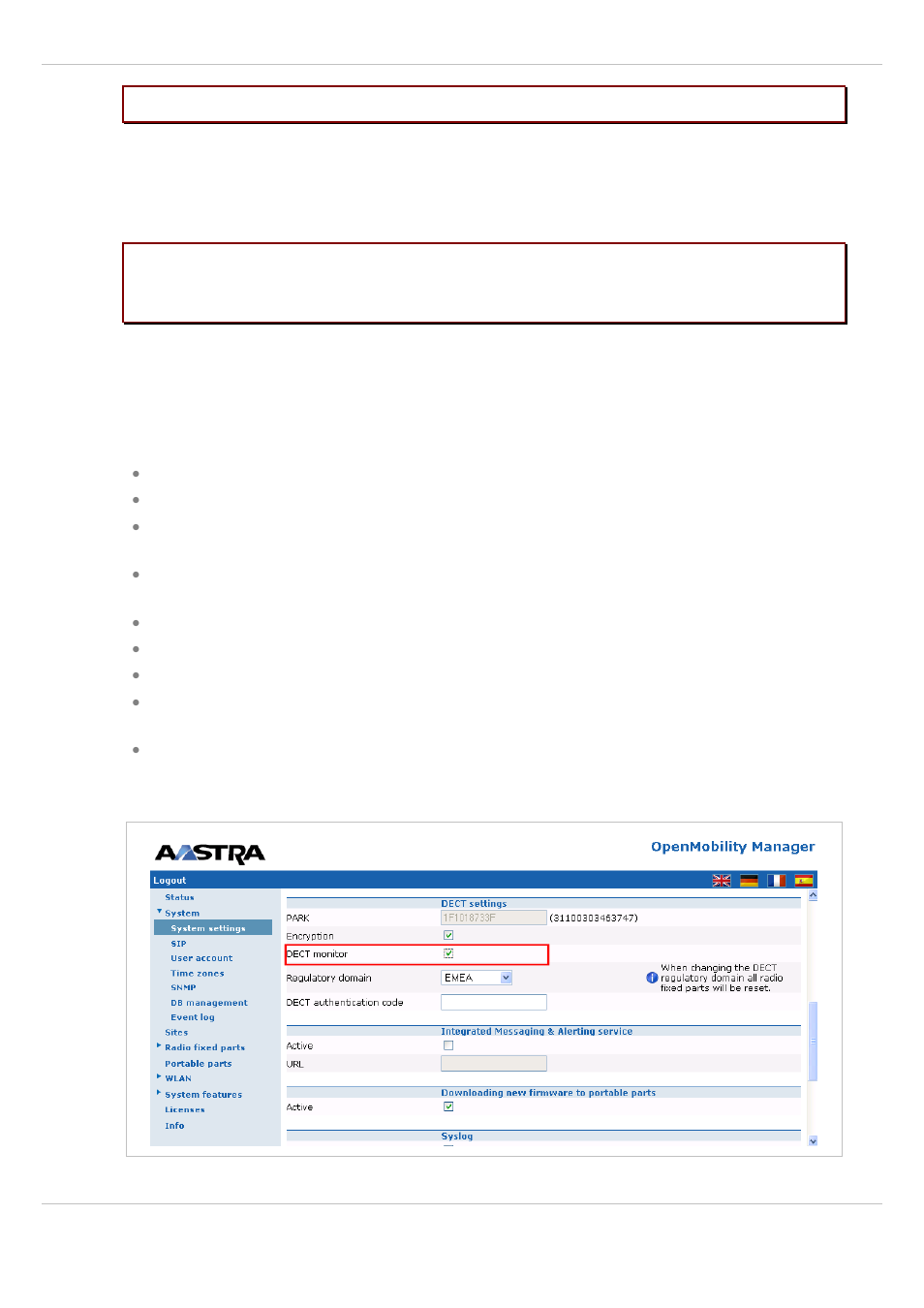 7 dect monitor, Dect monitor | AASTRA SIP-DECT (Release 3.0)- OM System Manual - Installation, Administration and Maintenance EN User Manual | Page 213 / 241