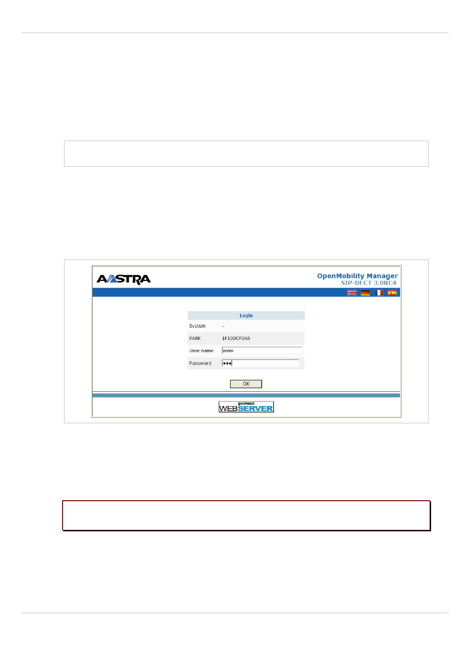 7 omm web service, 1 login, Omm web service | Ogin, 7omm web service | AASTRA SIP-DECT (Release 3.0)- OM System Manual - Installation, Administration and Maintenance EN User Manual | Page 43 / 241