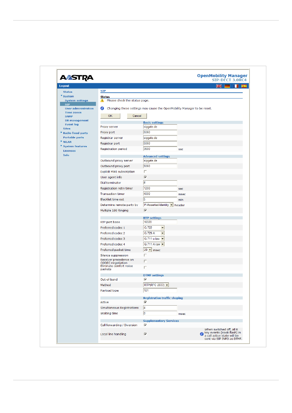 2 “sip” menu, Sip” menu | AASTRA SIP-DECT (Release 3.0)- OM System Manual - Installation, Administration and Maintenance EN User Manual | Page 50 / 241