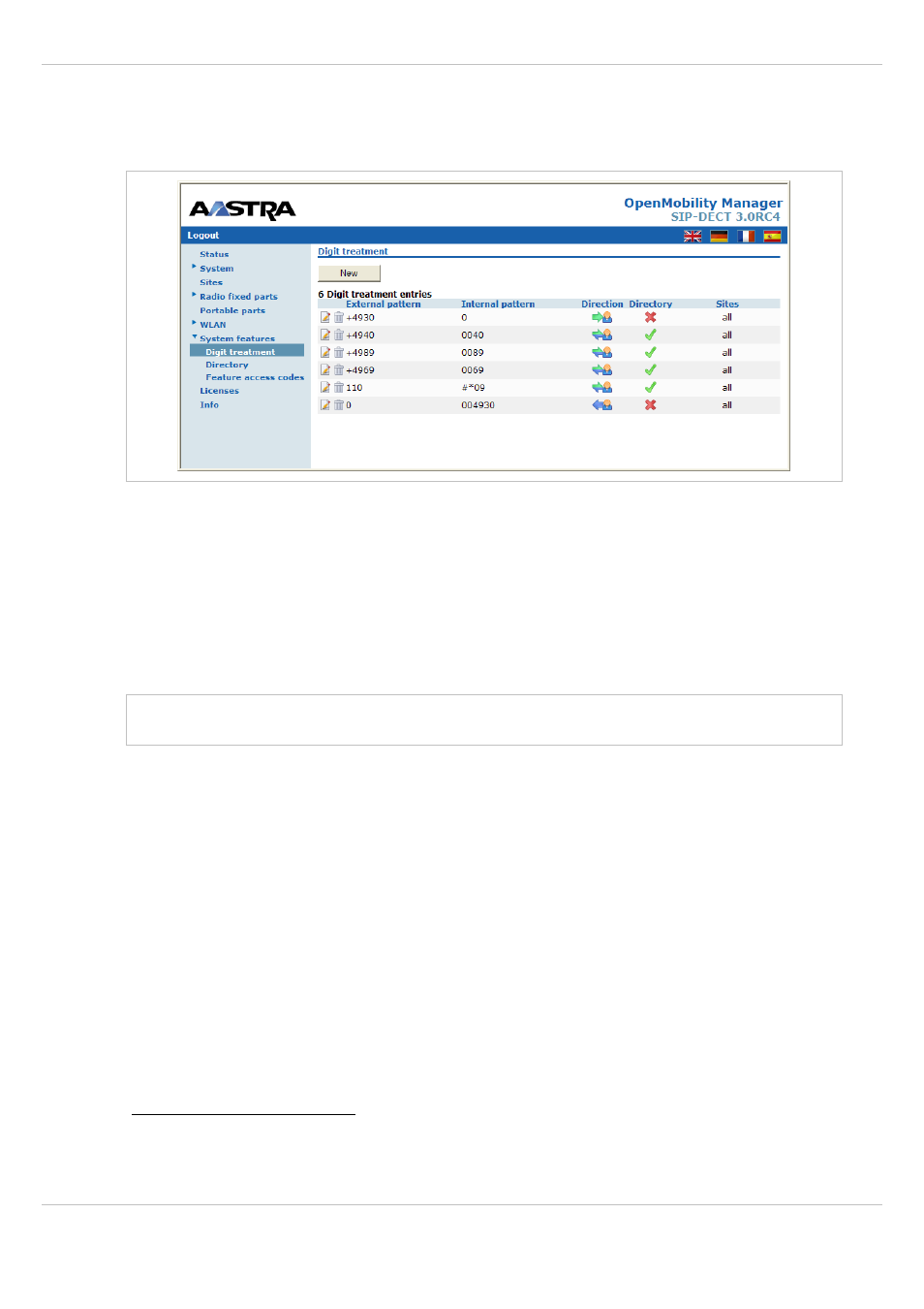 1 “digit treatment” menu, Digit treatment” menu | AASTRA SIP-DECT (Release 3.0)- OM System Manual - Installation, Administration and Maintenance EN User Manual | Page 89 / 241