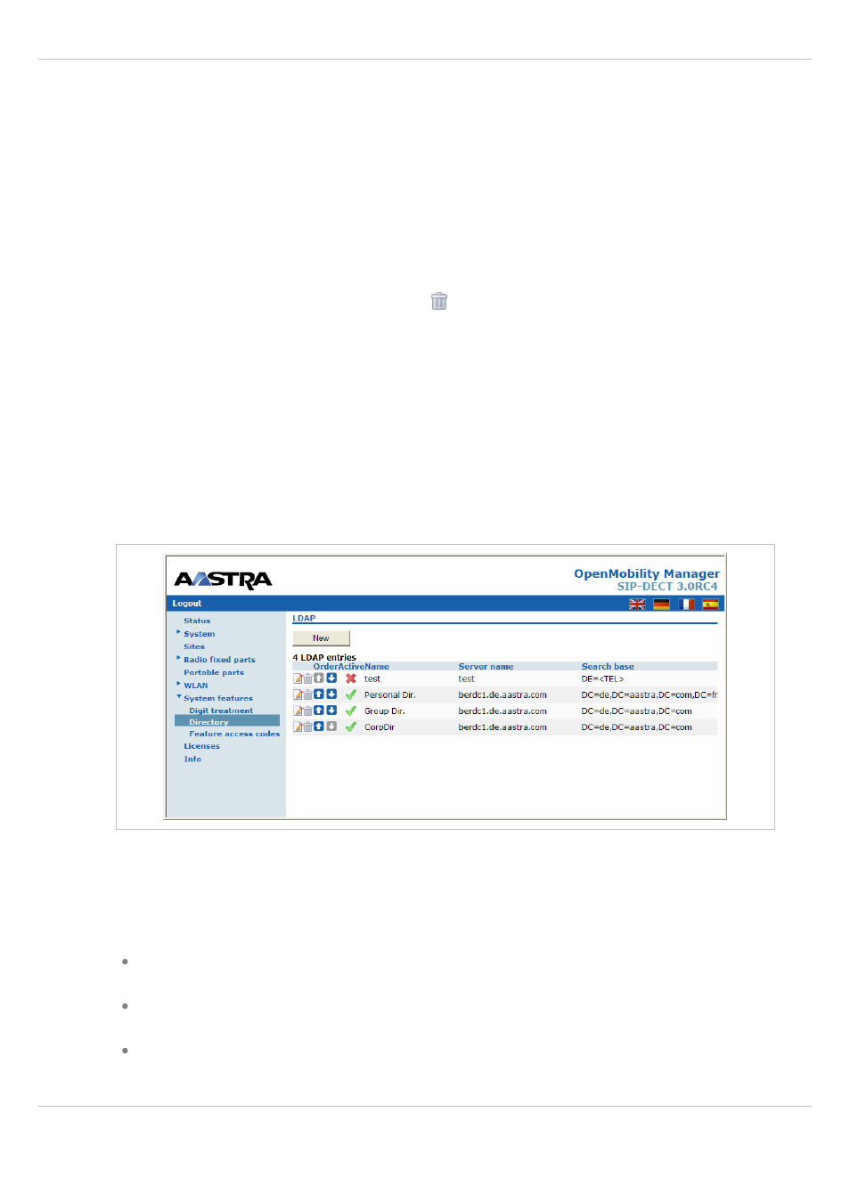 2 deleting “digit treatment” entries, 2 “directory” menu, Deleting “digit treatment” entries | Directory” menu | AASTRA SIP-DECT (Release 3.0)- OM System Manual - Installation, Administration and Maintenance EN User Manual | Page 91 / 241