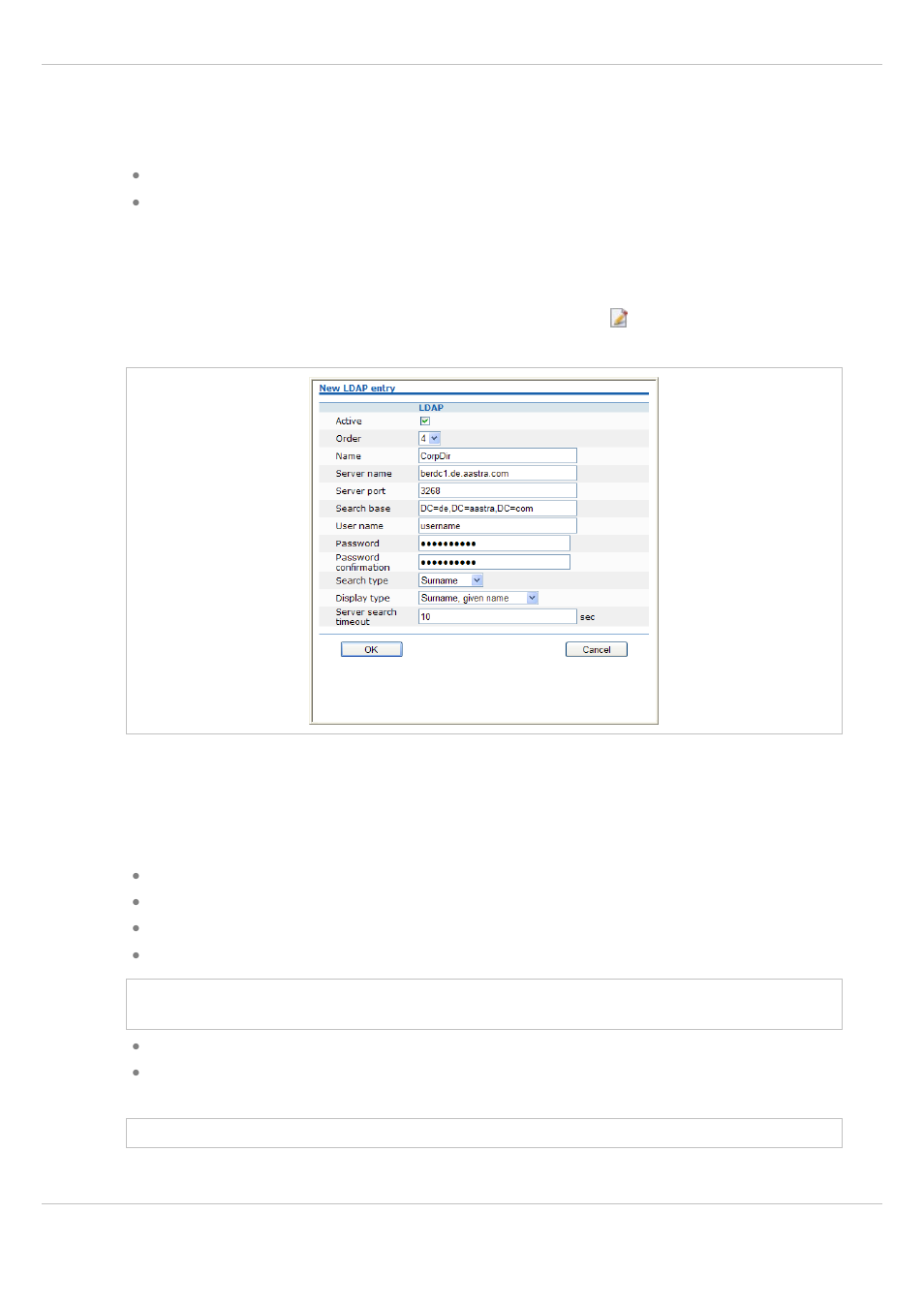 1 creating and changing ldap servers, Creating and changing ldap servers | AASTRA SIP-DECT (Release 3.0)- OM System Manual - Installation, Administration and Maintenance EN User Manual | Page 92 / 241