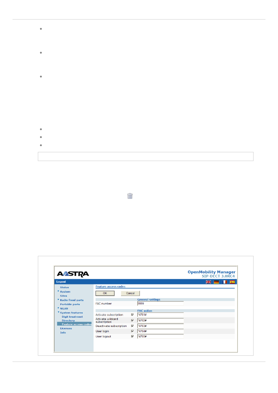 2 deleting ldap entries, 3 “feature access codes” menu, Deleting ldap entries | Feature access codes” menu | AASTRA SIP-DECT (Release 3.0)- OM System Manual - Installation, Administration and Maintenance EN User Manual | Page 93 / 241