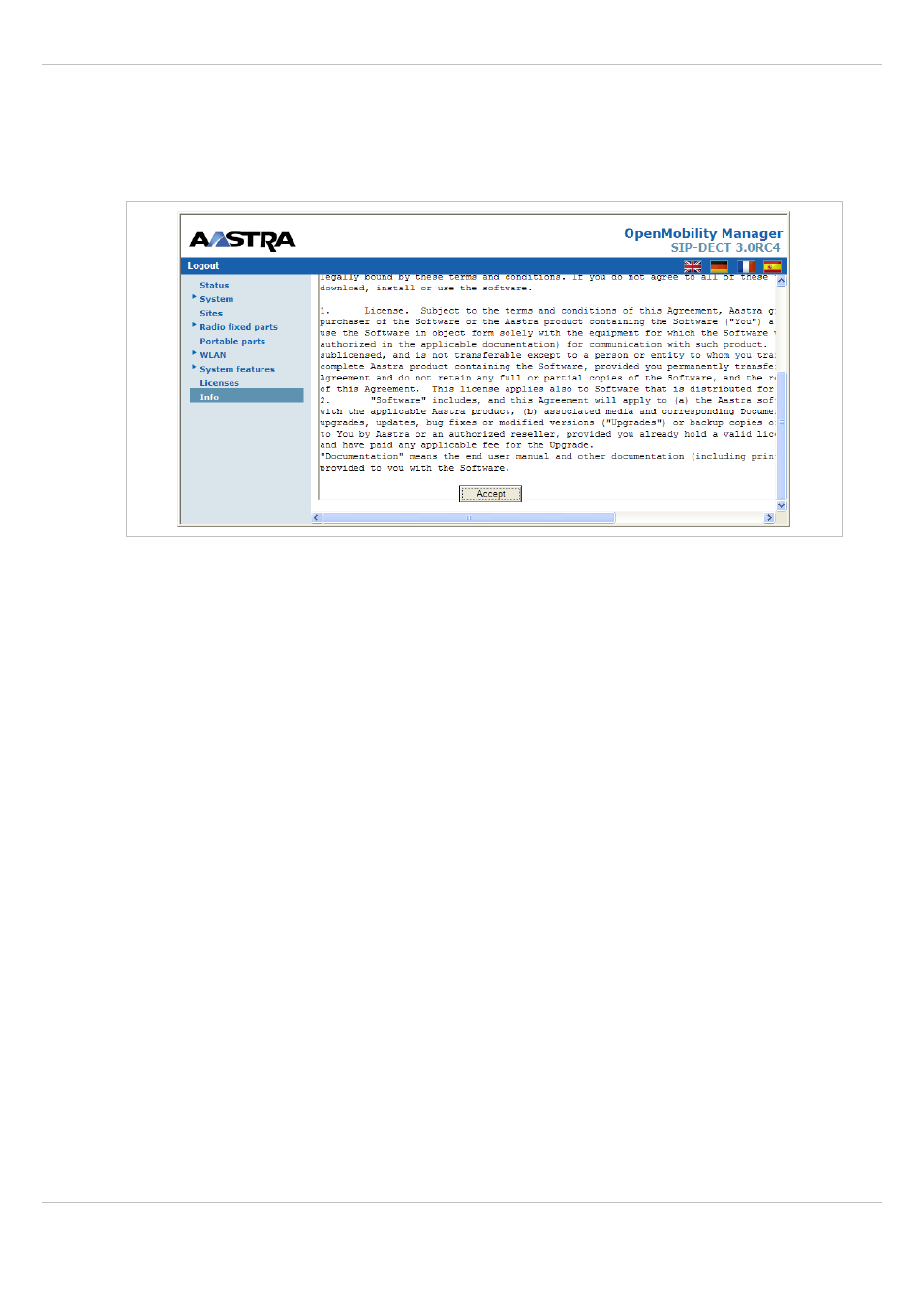 11 “info” menu | AASTRA SIP-DECT (Release 3.0)- OM System Manual - Installation, Administration and Maintenance EN User Manual | Page 95 / 241
