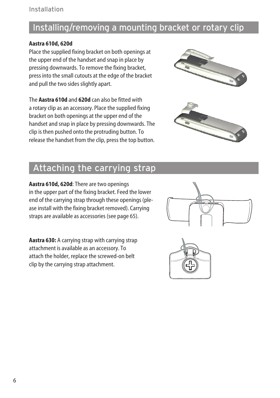 Attaching the carrying strap | AASTRA 600d (GAP) User Manual EN User Manual | Page 12 / 80