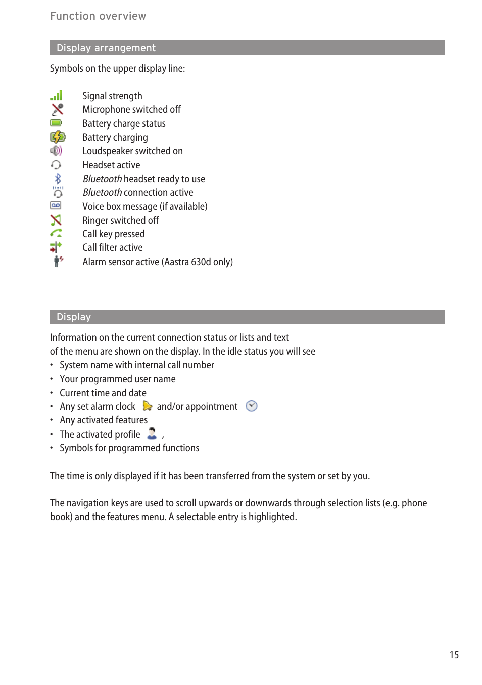 Display arrangement, Display | AASTRA 600d (GAP) User Manual EN User Manual | Page 21 / 80