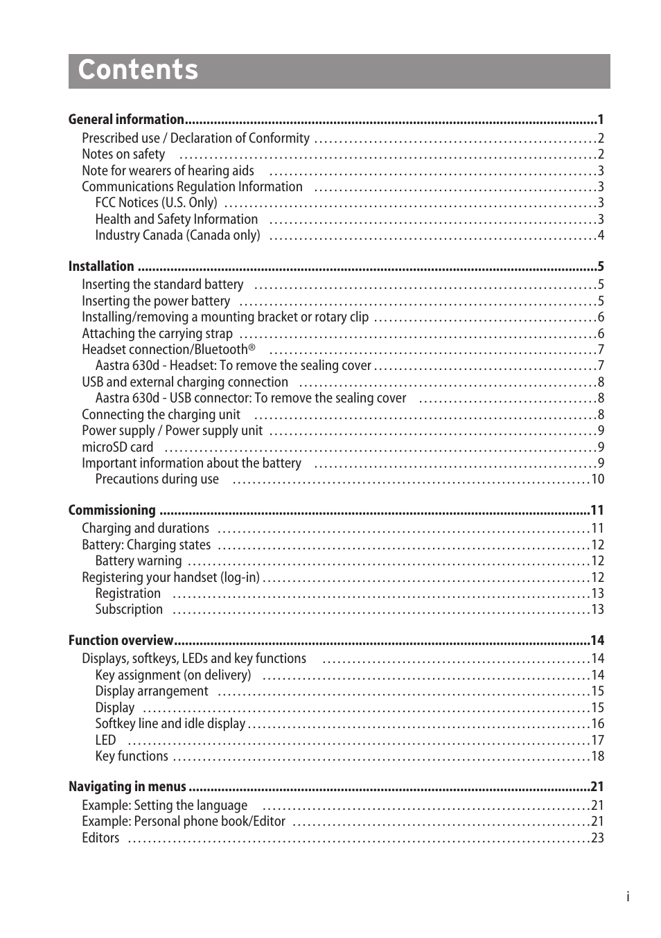 AASTRA 600d (GAP) User Manual EN User Manual | Page 3 / 80