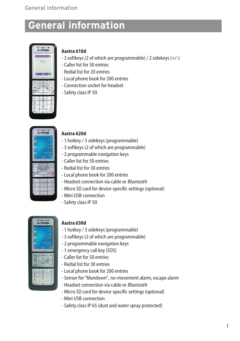 General information | AASTRA 600d (GAP) User Manual EN User Manual | Page 7 / 80