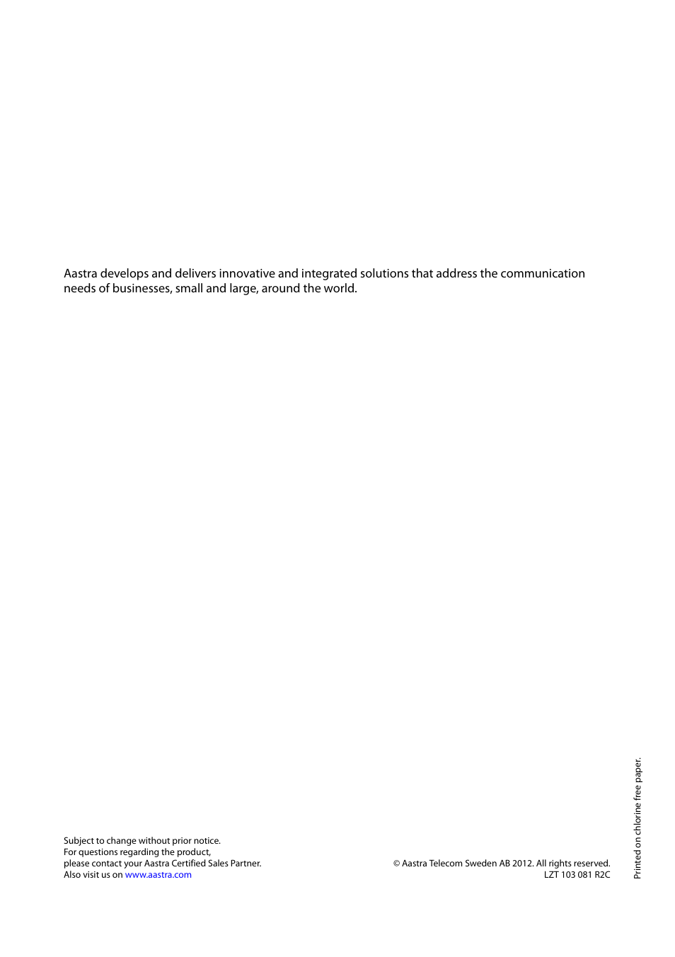 AASTRA DT690 for MX-ONE Quick Reference Guide User Manual | Page 168 / 168