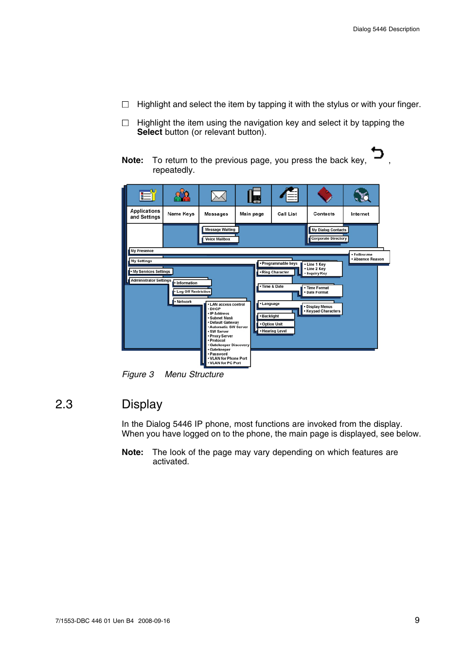 3 display, Display | AASTRA 7446ip (5446ip) for MD Evolution User Guide EN User Manual | Page 15 / 106