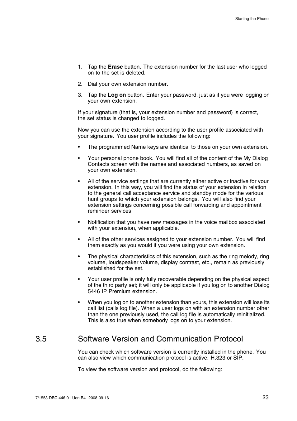 5 software version and communication protocol, Software version and communication protocol | AASTRA 7446ip (5446ip) for MD Evolution User Guide EN User Manual | Page 29 / 106