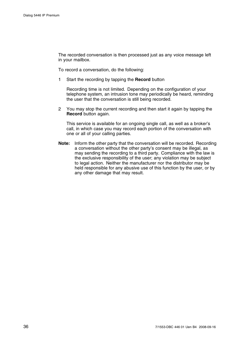 AASTRA 7446ip (5446ip) for MD Evolution User Guide EN User Manual | Page 42 / 106