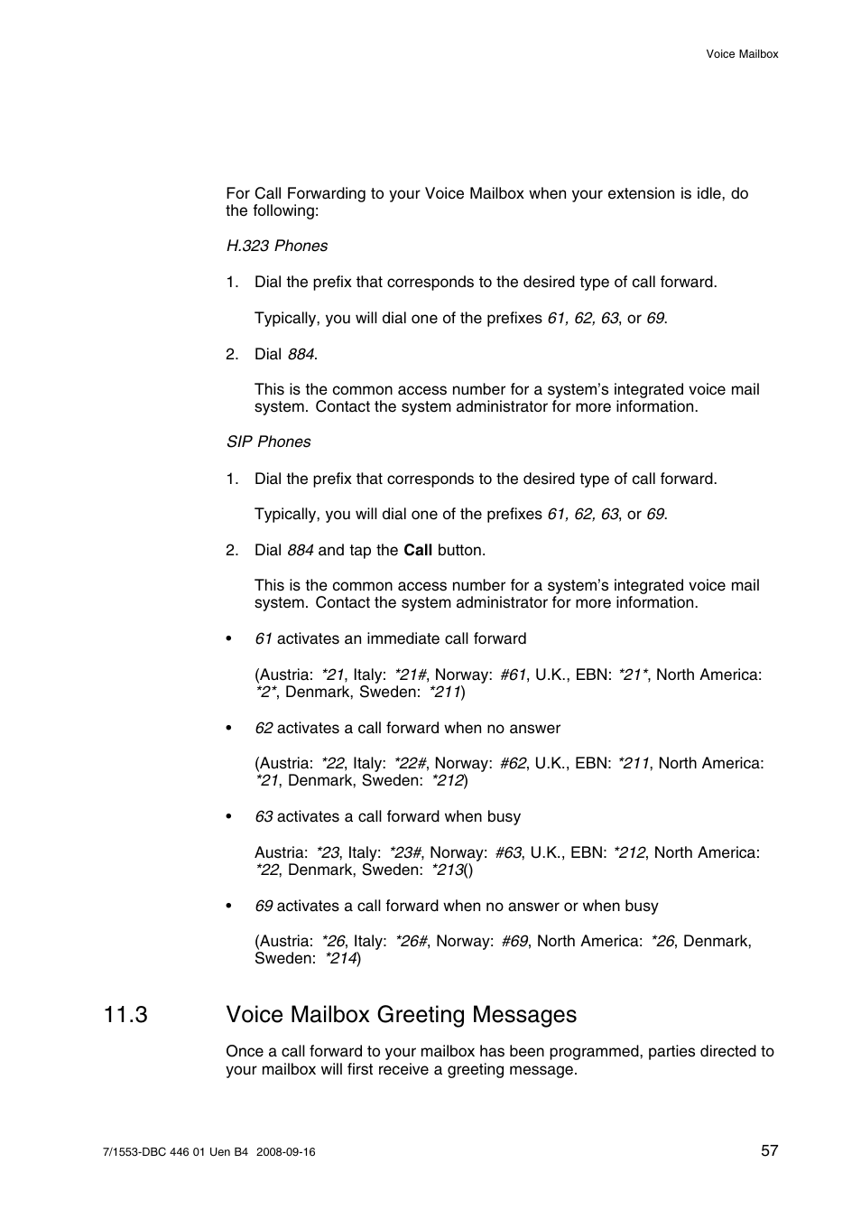 3 voice mailbox greeting messages, Voice mailbox greeting messages | AASTRA 7446ip (5446ip) for MD Evolution User Guide EN User Manual | Page 63 / 106