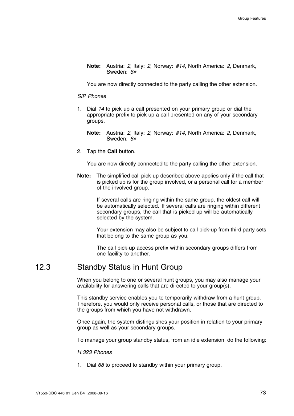 3 standby status in hunt group, Standby status in hunt group | AASTRA 7446ip (5446ip) for MD Evolution User Guide EN User Manual | Page 79 / 106