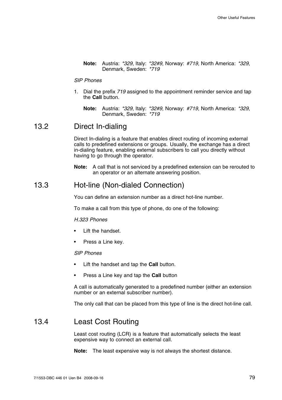 2 direct in-dialing, 3 hot-line (non-dialed connection), 4 least cost routing | Direct in-dialing, Hot-line (non-dialed connection), Least cost routing | AASTRA 7446ip (5446ip) for MD Evolution User Guide EN User Manual | Page 85 / 106