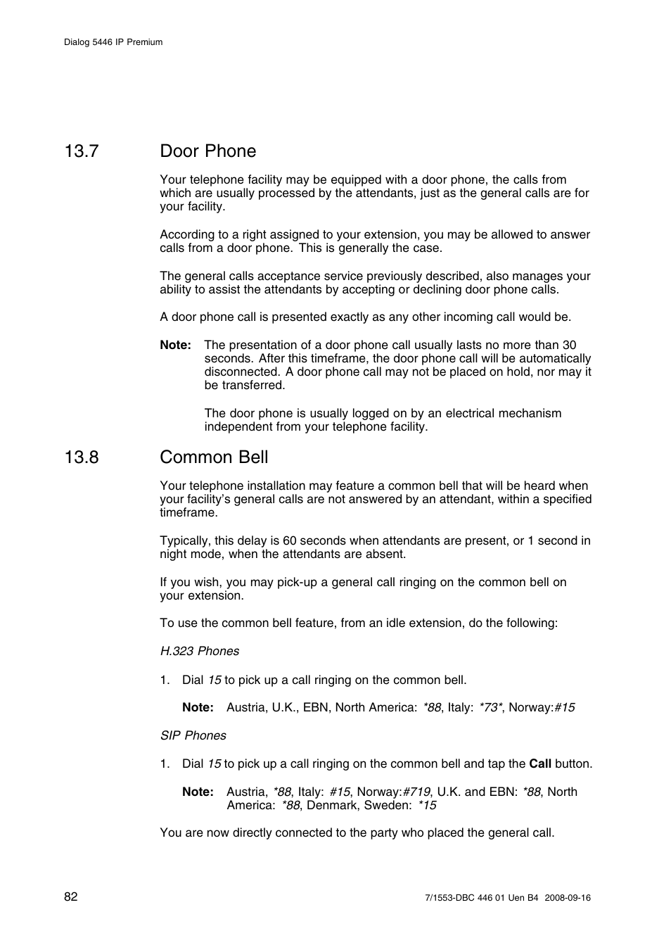 7 door phone, 8 common bell, Door phone | Common bell | AASTRA 7446ip (5446ip) for MD Evolution User Guide EN User Manual | Page 88 / 106