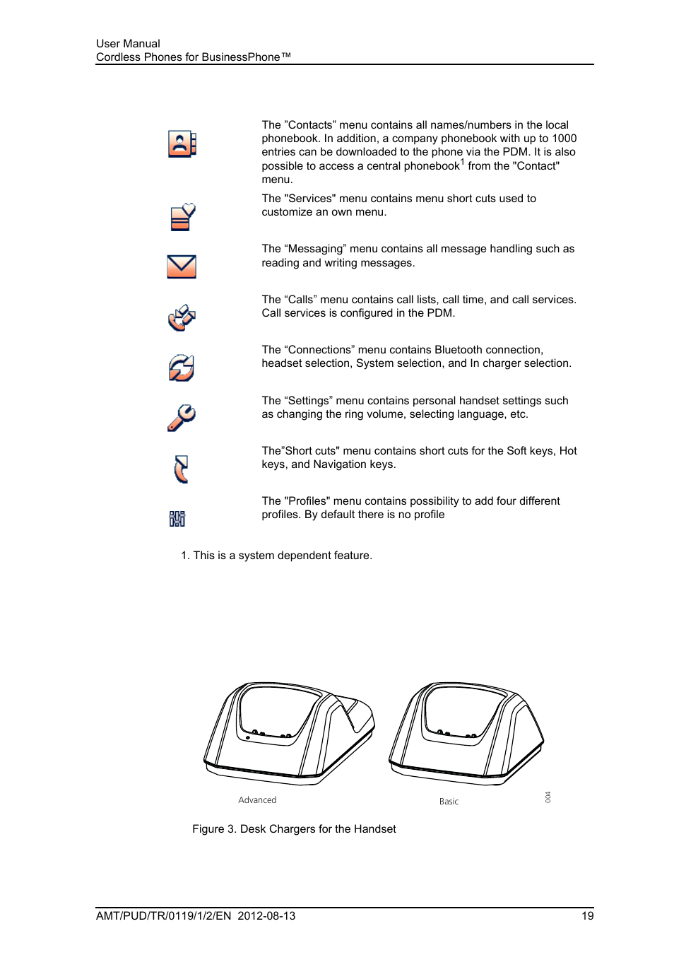 2 accessories, 1 desktop chargers | AASTRA DT4x3 for BusinessPhone User Guide EN User Manual | Page 25 / 96