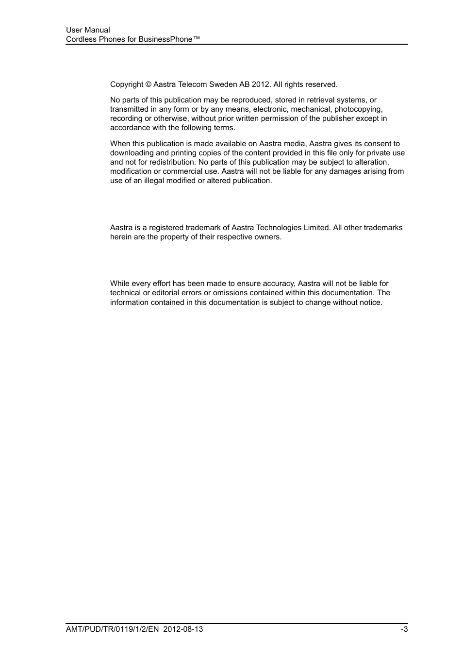 AASTRA DT4x3 for BusinessPhone User Guide EN User Manual | Page 3 / 96