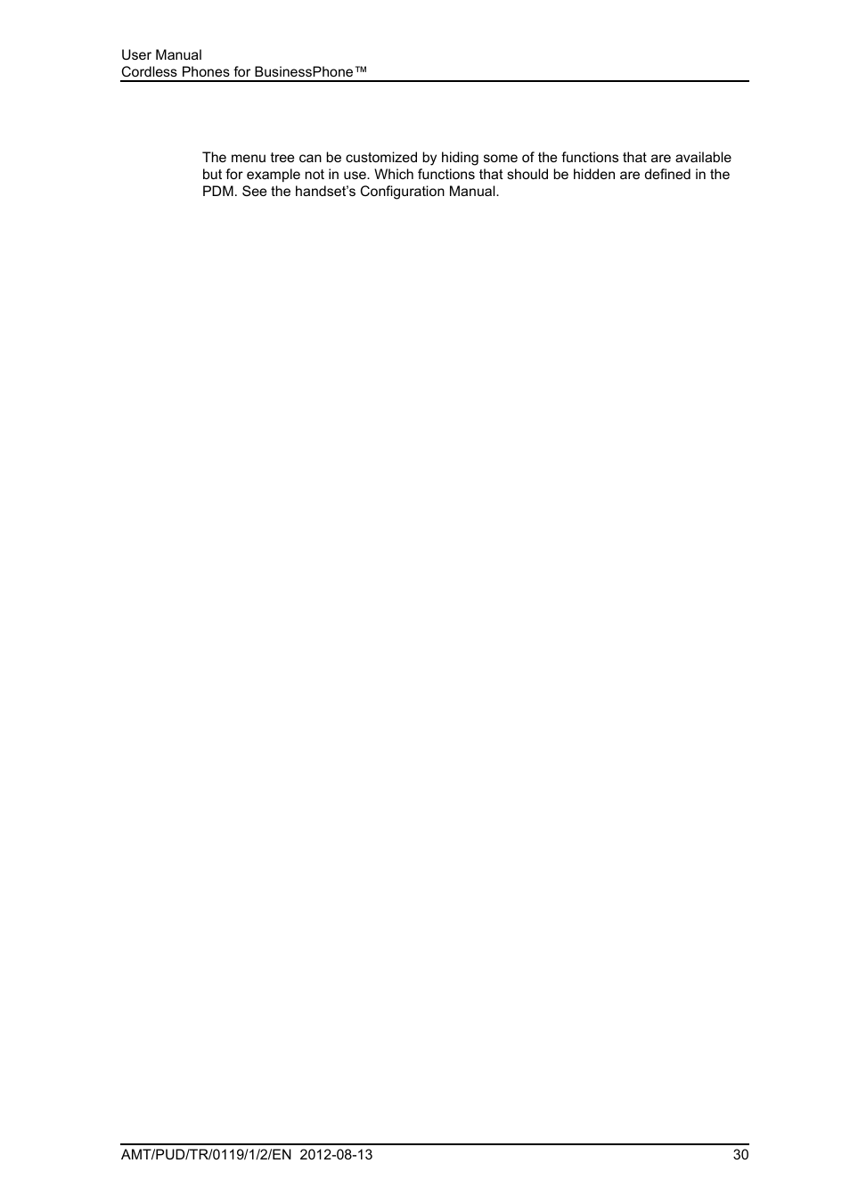 10 customizing the menu tree | AASTRA DT4x3 for BusinessPhone User Guide EN User Manual | Page 36 / 96