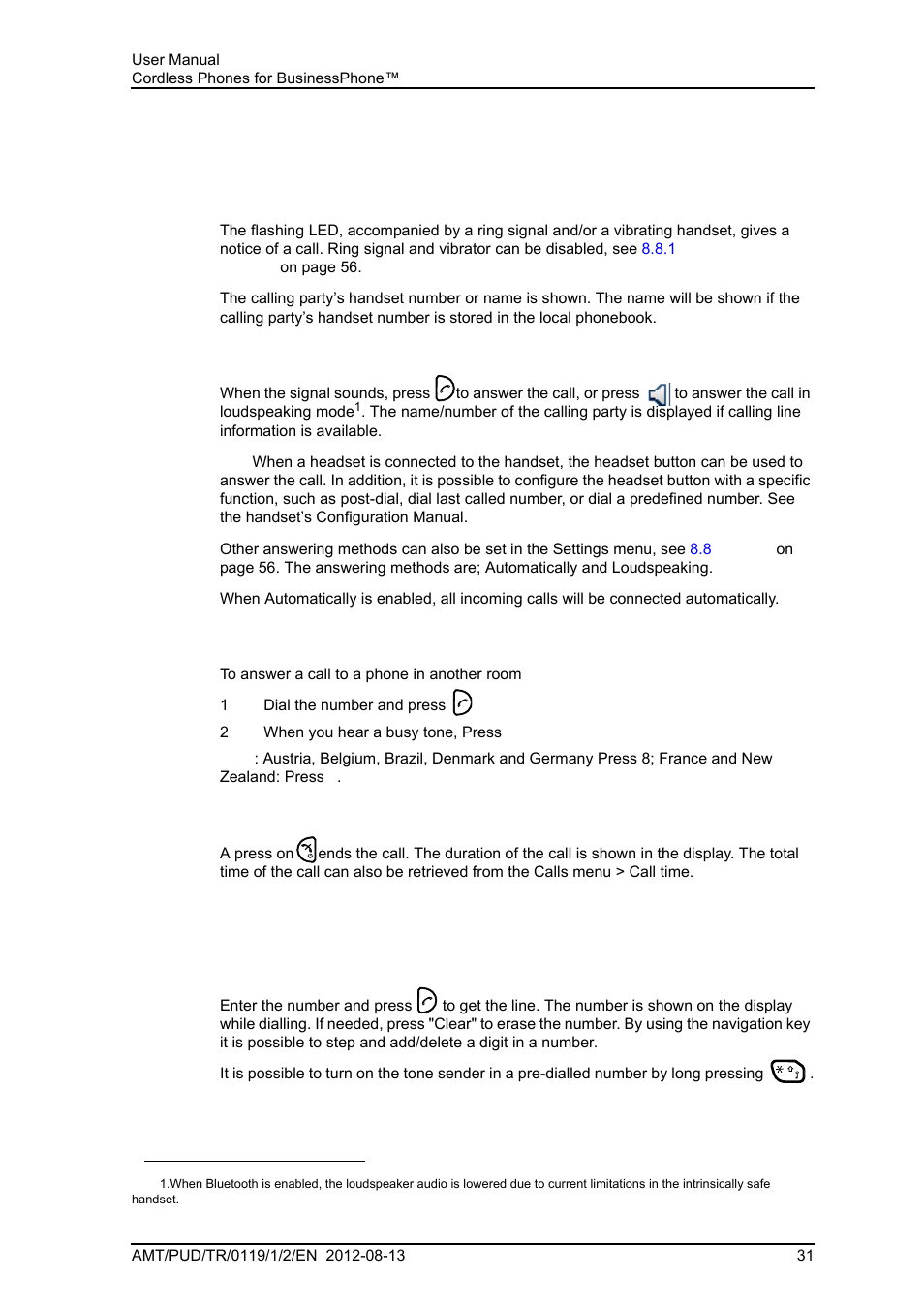 6 calling, 1 incoming call, 1 answer a call | 2 end a call, 2 outgoing call, 1 pre-dial, 6calling | AASTRA DT4x3 for BusinessPhone User Guide EN User Manual | Page 37 / 96