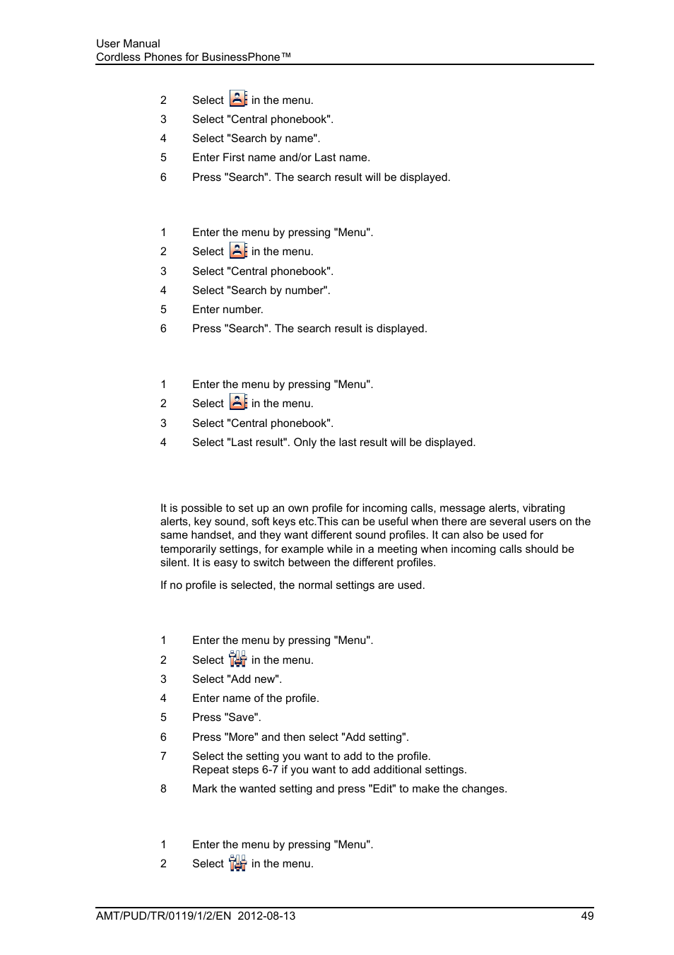4 profiles | AASTRA DT4x3 for BusinessPhone User Guide EN User Manual | Page 55 / 96