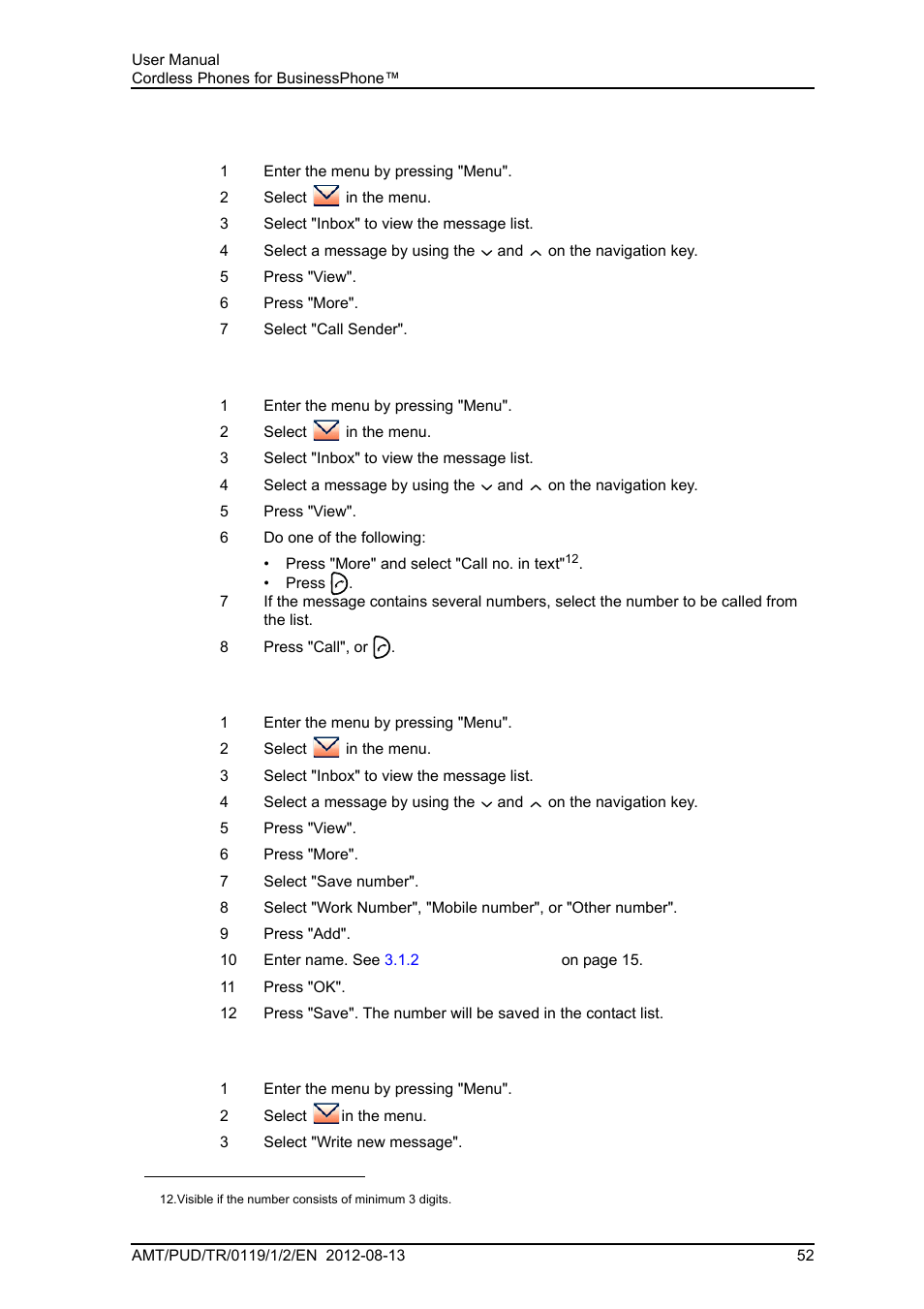 2 write new messages | AASTRA DT4x3 for BusinessPhone User Guide EN User Manual | Page 58 / 96