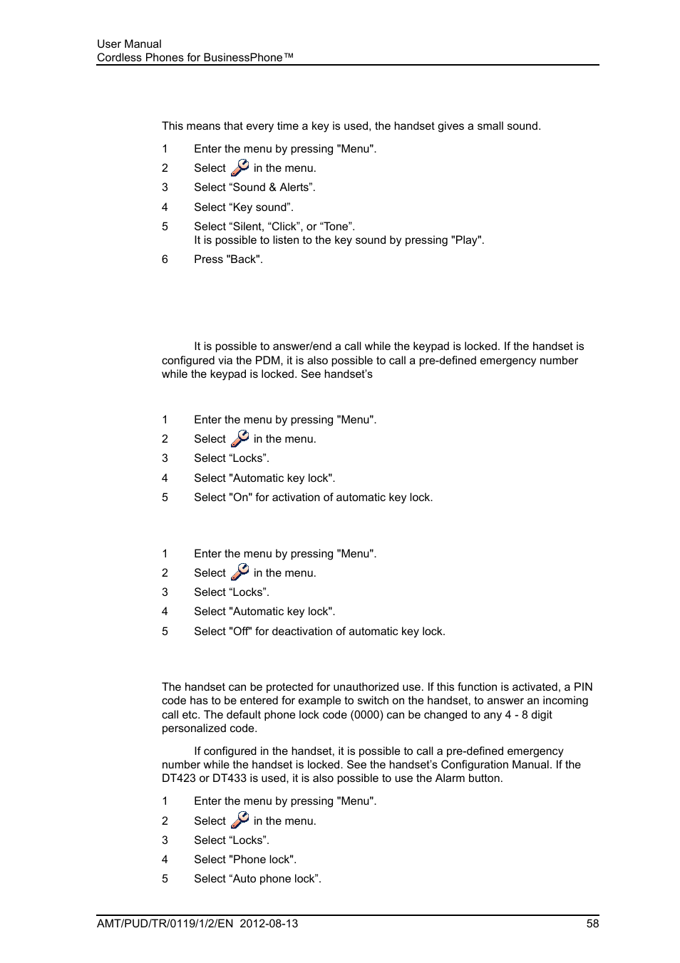2 lock settings | AASTRA DT4x3 for BusinessPhone User Guide EN User Manual | Page 64 / 96