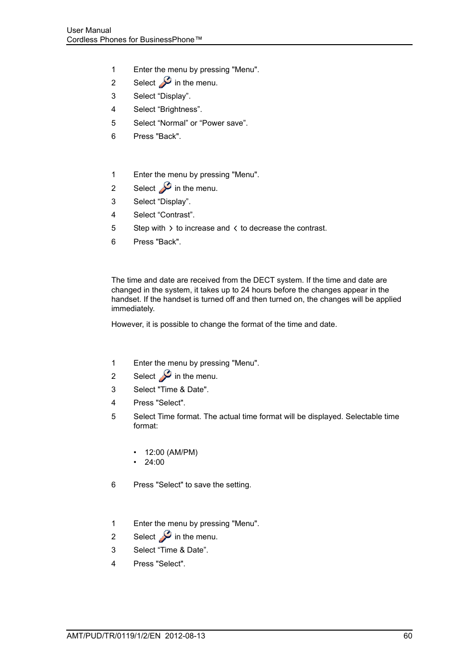 4 time & date settings | AASTRA DT4x3 for BusinessPhone User Guide EN User Manual | Page 66 / 96