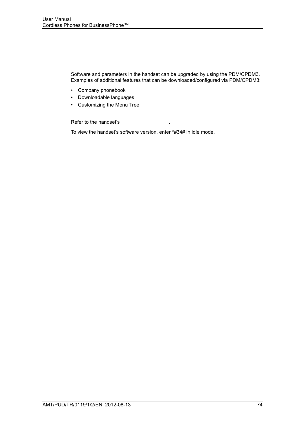 13 system handling, 1 software upgrade and additional features, Software upgrade and additional features | AASTRA DT4x3 for BusinessPhone User Guide EN User Manual | Page 80 / 96