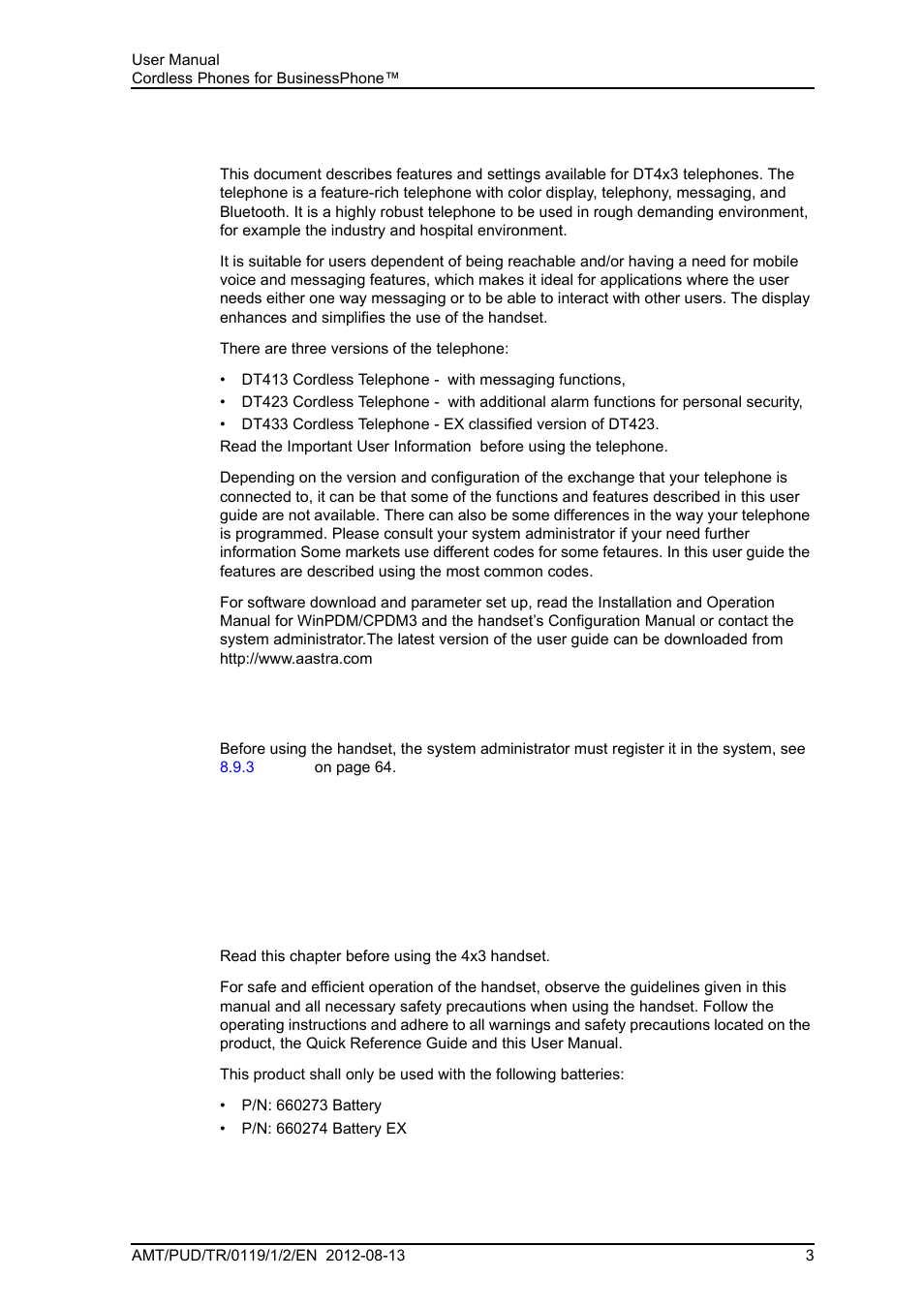 1 introduction, 1 prerequisite, 2 important user information | 1 safety instructions | AASTRA DT4x3 for BusinessPhone User Guide EN User Manual | Page 9 / 96
