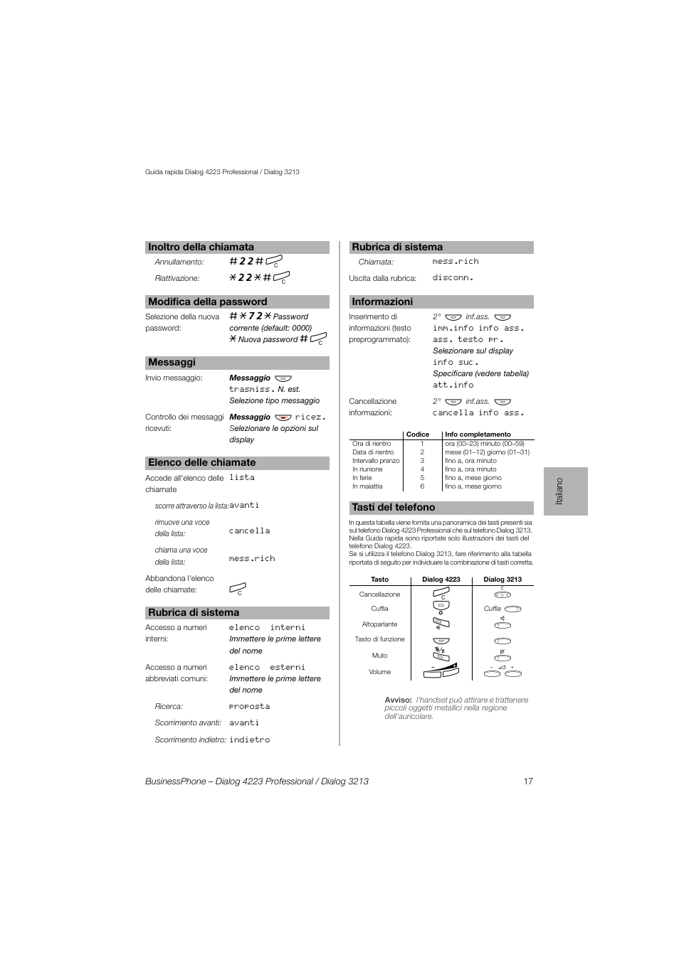AASTRA 4223 Professional for BusinessPhone Quick Reference Guide User Manual | Page 17 / 40