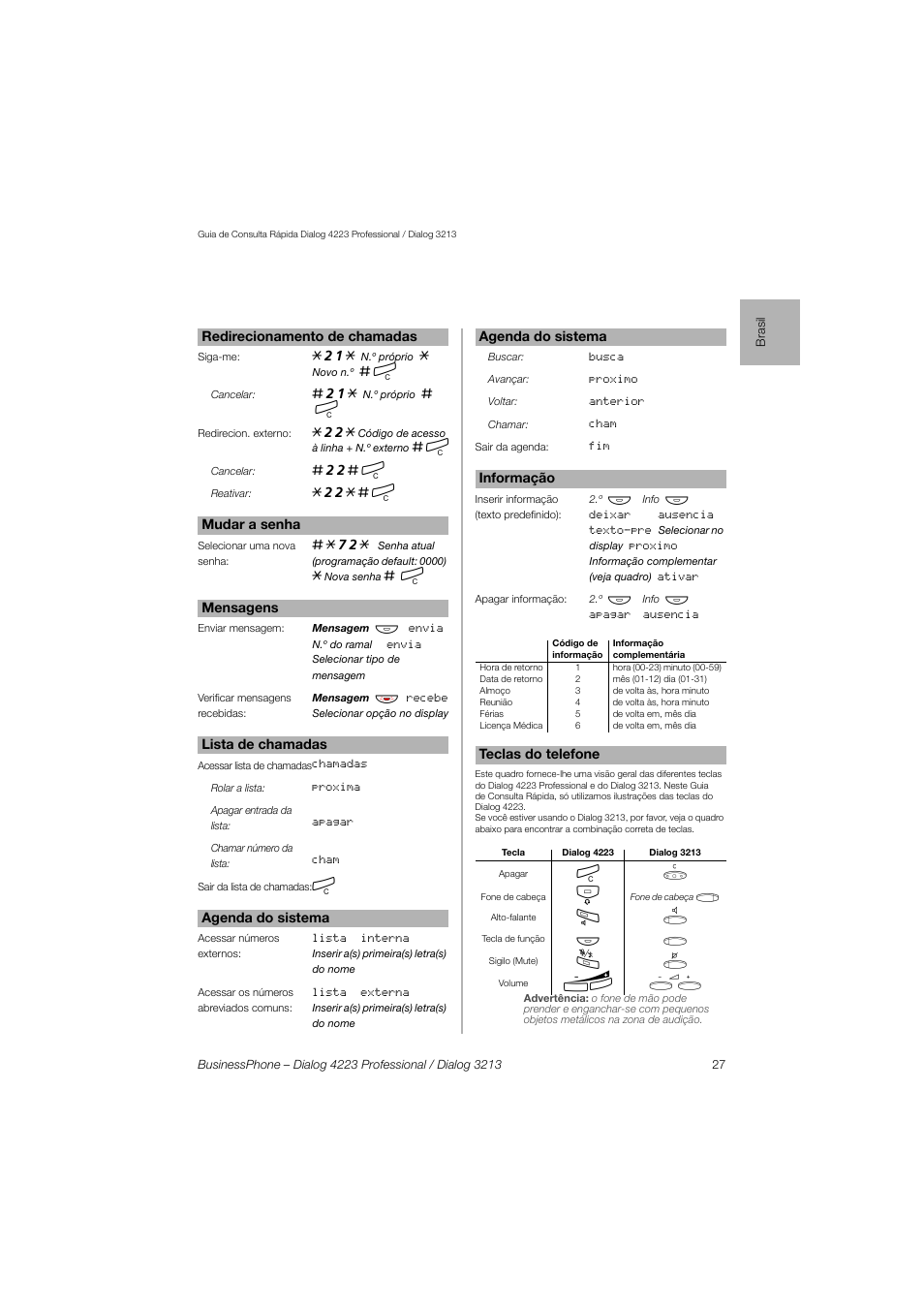 AASTRA 4223 Professional for BusinessPhone Quick Reference Guide User Manual | Page 27 / 40