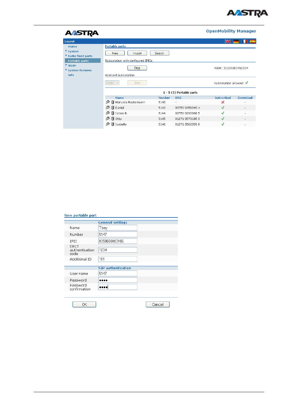 1 creating and changing pps | AASTRA SIP-DECT (Release 1.8)-Installation- and Administration Guide EN User Manual | Page 53 / 104