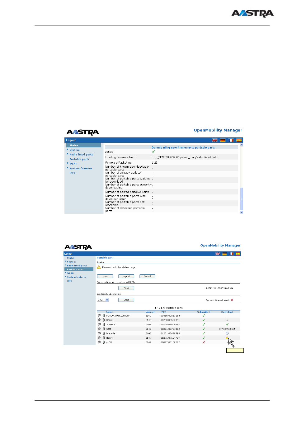 AASTRA SIP-DECT (Release 1.8)-Installation- and Administration Guide EN User Manual | Page 77 / 104