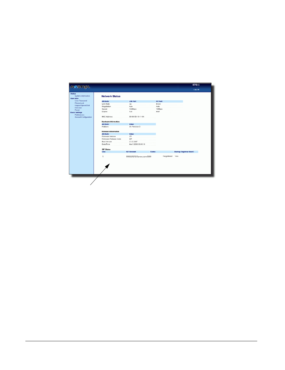Sip account status, Phone status | AASTRA 6751i User Guide EN User Manual | Page 26 / 138