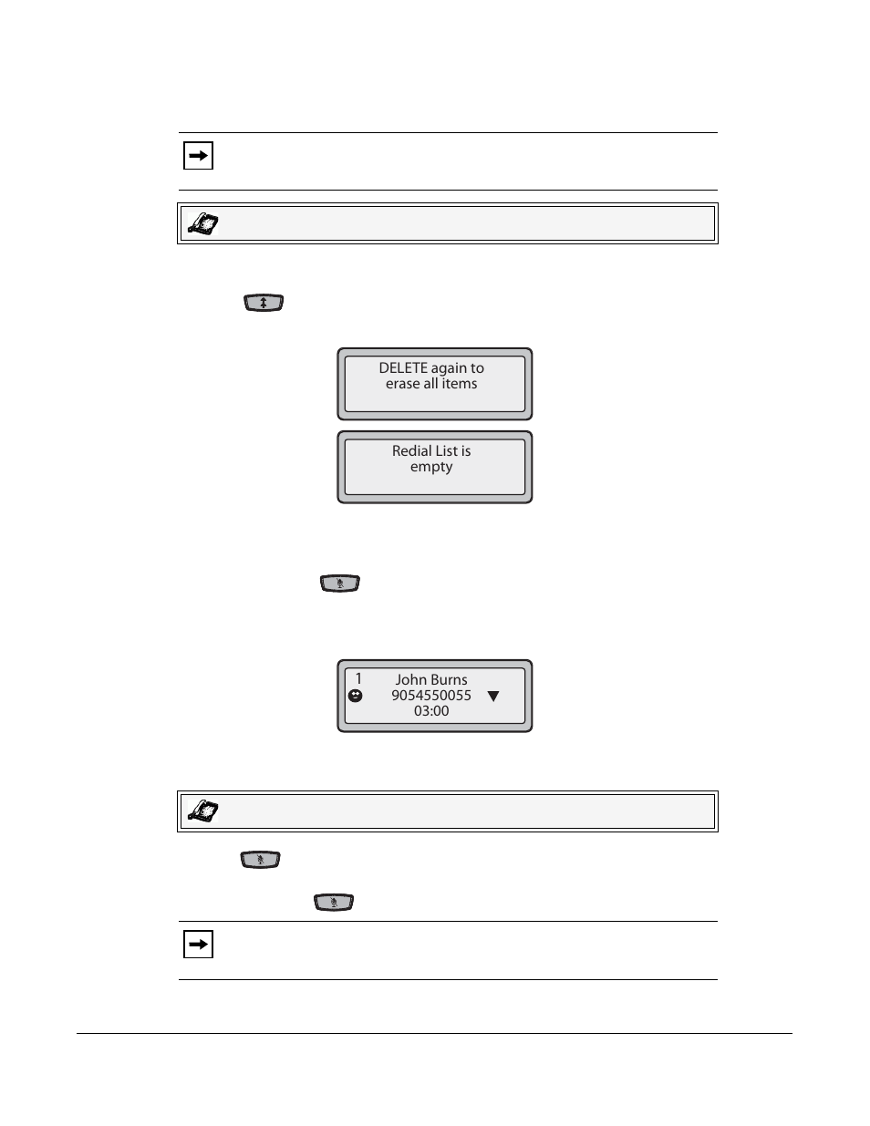 Deleting from the redial list, Delete all items, Mute | Making calls | AASTRA 6751i User Guide EN User Manual | Page 61 / 138